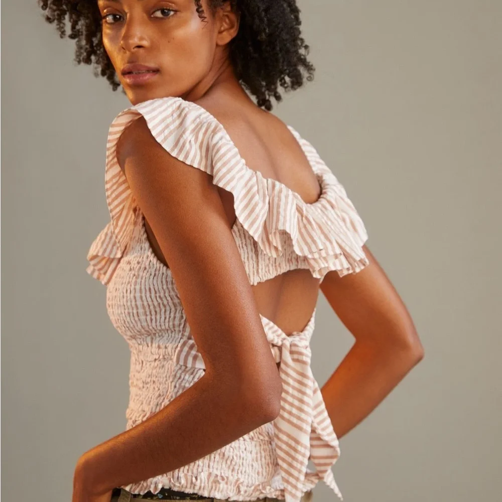✨ Anthropologie Ruffle Smocked Blouse Sz 1X - Picture 2 of 9